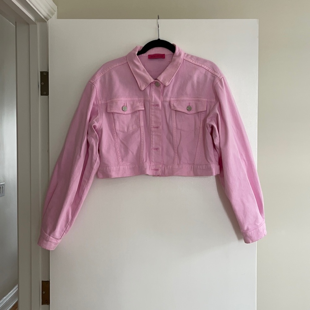 Pink denim jacket